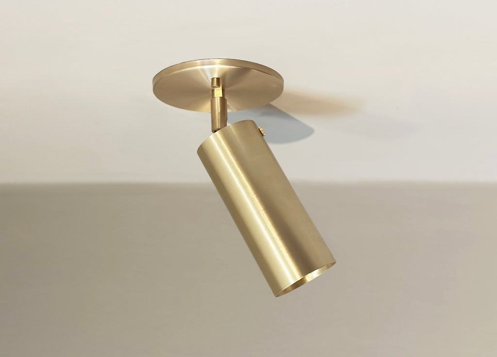 Brass Cylinder Adjustable Spot - Top Mount - w/ Long Shade