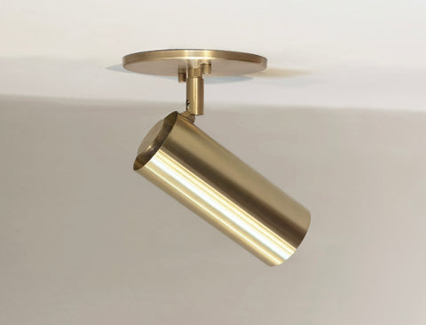 Brass Cylinder Adjustable Spot - Side Mount w/ Long Shade