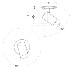 Brass Cylinder Adjustable Spot - Side Mount