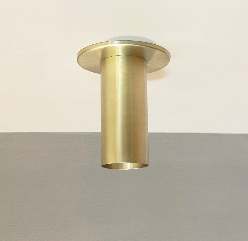 Brass Cylinder Flush Spot - w/ Long Shade