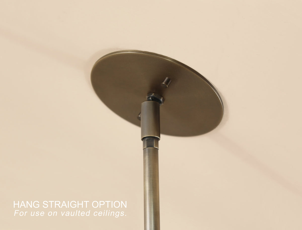 Ceiling mount bracket for hanging straight on vaulted ceilings