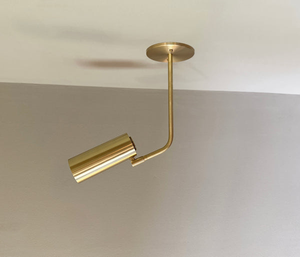 Brass Cylinder Bent Arm Drop Spot - w/ Long Shade