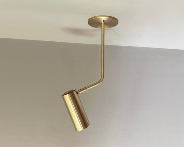 Brass Cylinder Bent Arm Drop Spot - w/ Long Shade