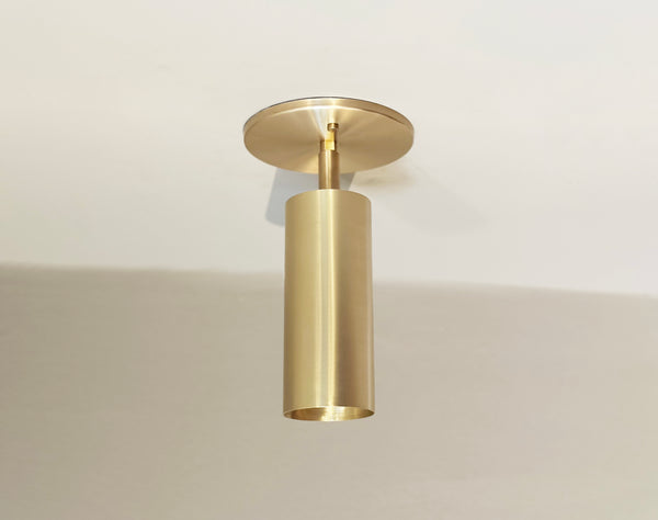 Brass Cylinder Adjustable Spot - Top Mount - w/ Long Shade