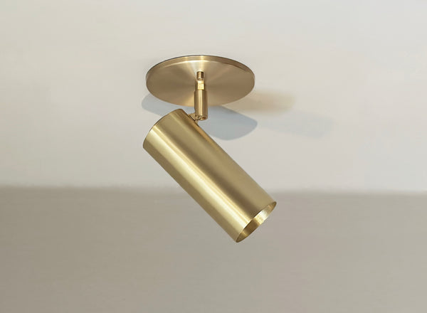 Brass Cylinder Adjustable Spot - Side Mount w/ Long Shade