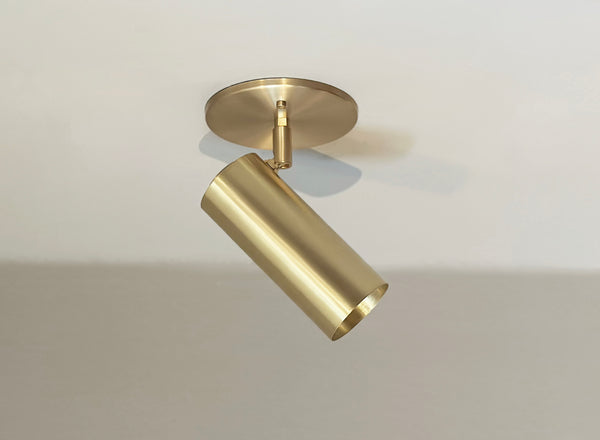 Brass Cylinder Adjustable Spot - Side Mount w/ Long Shade