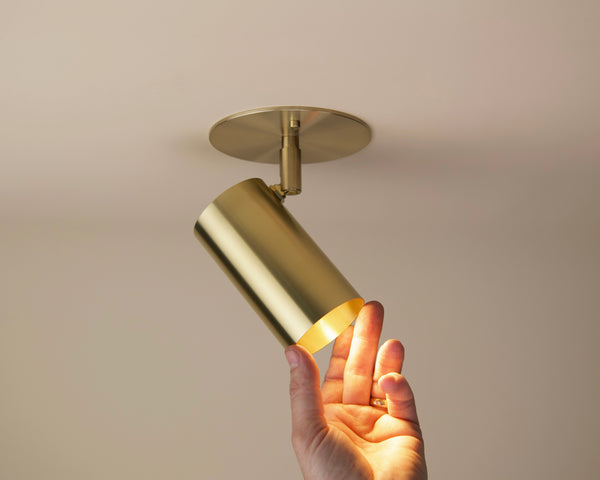 Brass Cylinder Adjustable Spot - Side Mount