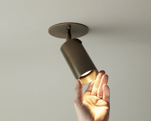 Brass Cylinder Adjustable Spot - Top Mount