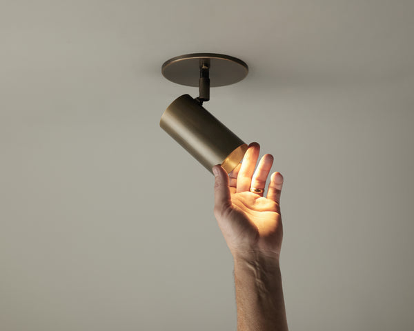 Brass Cylinder Adjustable Spot - Side Mount