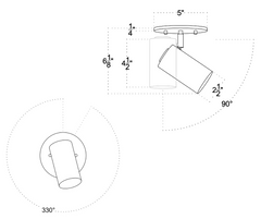 Brass Cylinder Adjustable Spot - Side Mount