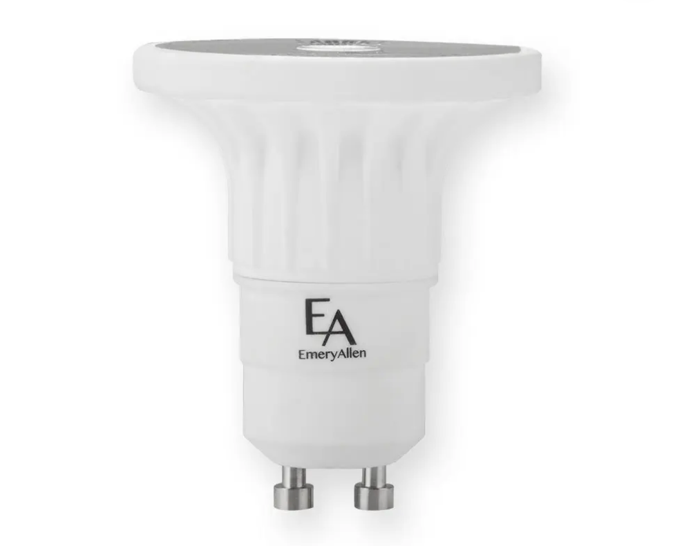 White light bulb with 'EmeryAllen' logo on a white background