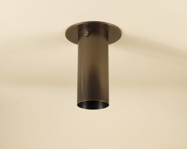Brass Cylinder Flush Spot - w/ Long Shade