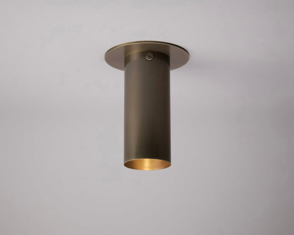 Brass Cylinder Flush Spot - w/ Long Shade