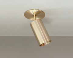 brass ceiling spotlight fixture on a neutral background