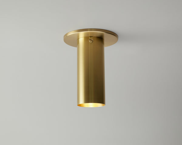 Brass Cylinder Flush Spot - w/ Long Shade