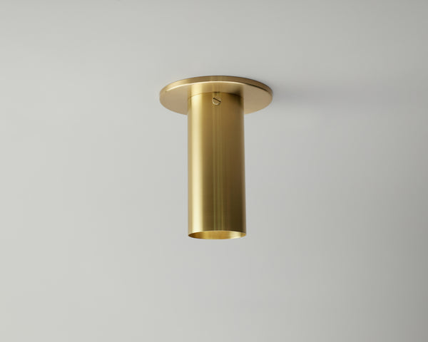 Brass Cylinder Flush Spot - w/ Long Shade