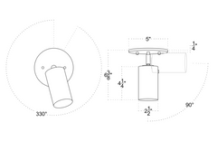 Brass Cylinder Adjustable Spot - Top Mount